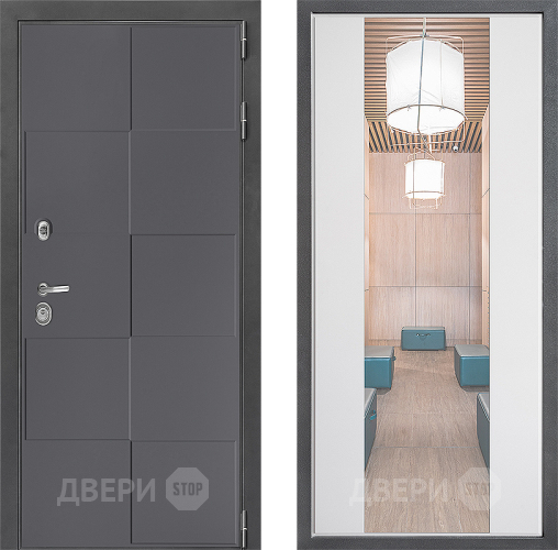 Входная металлическая Дверь Дверной континент ДК-3/606 ФЛЗ-1 Зеркало Белый софт в Чехове