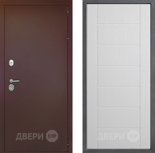 Входная металлическая Дверь Дверной континент Рубикон Медь Дизайн ФЛ-Лайн Белое дерево в Чехове