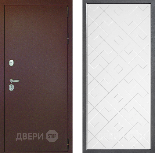 Входная металлическая Дверь Дверной континент Рубикон Медь Дизайн ФЛ-Тиффани Белый софт в Чехове