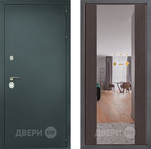 Входная металлическая Дверь Дверной континент Рубикон Серебро Дизайн ФЛЗ-1 Зеркало Венге в Чехове