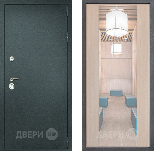 Входная металлическая Дверь Дверной континент Рубикон Серебро Дизайн ФЛЗ-1 Зеркало Капучино в Чехове