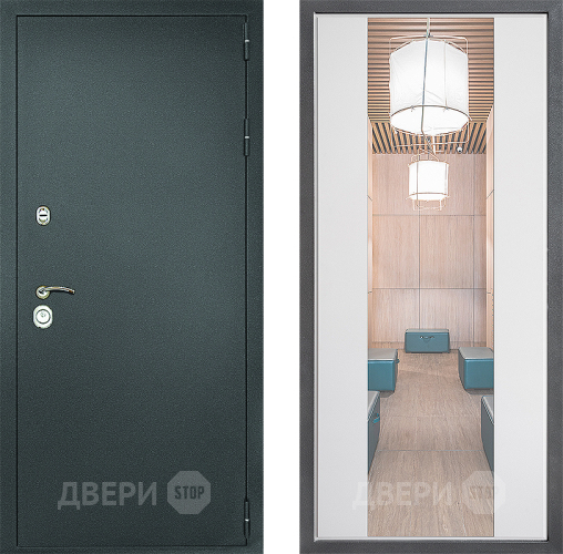 Дверь Дверной континент Рубикон Серебро Дизайн ФЛЗ-1 Зеркало Белый софт в Чехове