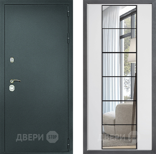 Дверь Дверной континент Рубикон Серебро Дизайн ФЛЗ-2 Зеркало Белый софт в Чехове