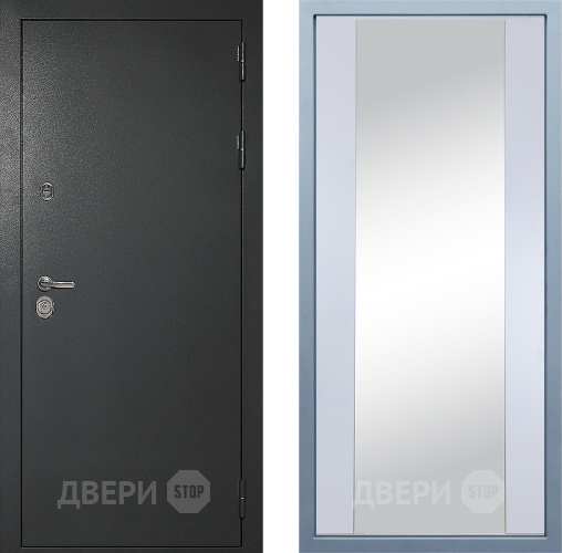 Входная металлическая Дверь Дива МД-40 Титан Д-15 Зеркало Белый в Чехове