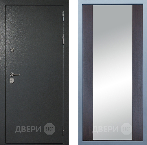 Входная металлическая Дверь Дива МД-40 Титан Д-15 Зеркало Венге в Чехове