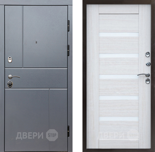 Входная металлическая Дверь Престиж Горизонт Грэй Царга Лиственница белая в Чехове