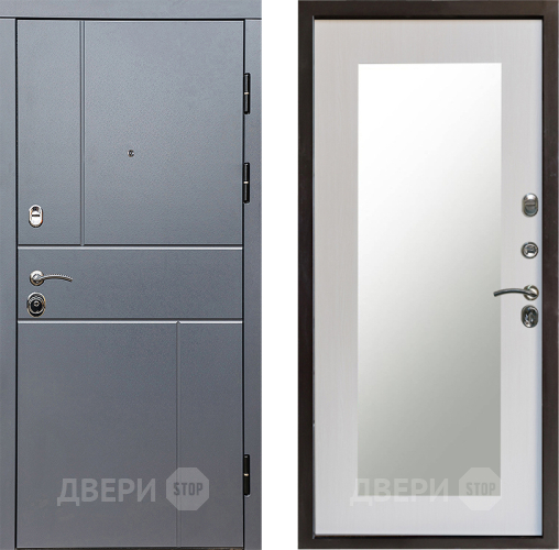 Входная металлическая Дверь Престиж Горизонт Грэй Зеркло Пастораль Лиственница белая в Чехове