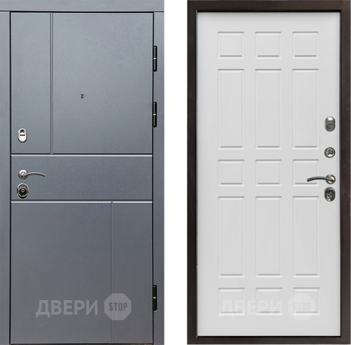 Входная металлическая Дверь Престиж Горизонт Грэй Спарта Белое дерево в Чехове