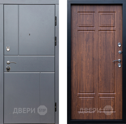Входная металлическая Дверь Престиж Горизонт Грэй Премиум Орех темный в Чехове