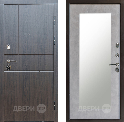Входная металлическая Дверь Престиж Горизонт Венге Зеркло Пастораль Бетон светлый в Чехове