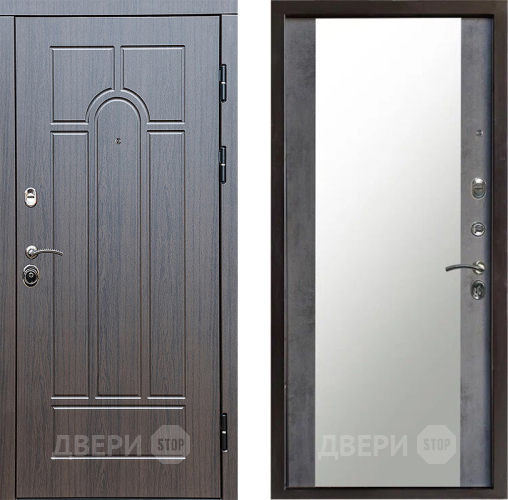 Входная металлическая Дверь Престиж Арка Зеркало Бетон темный в Чехове