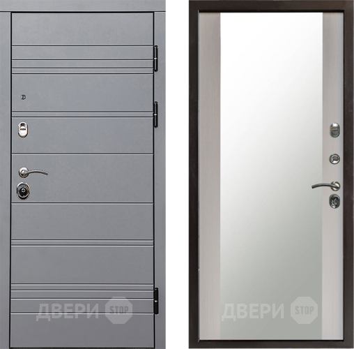 Входная металлическая Дверь Престиж Линия Грэй Зеркало Лиственница белая в Чехове