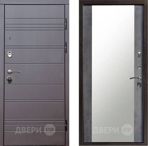 Дверь Престиж Линия Браун Зеркало Бетон темный в Чехове