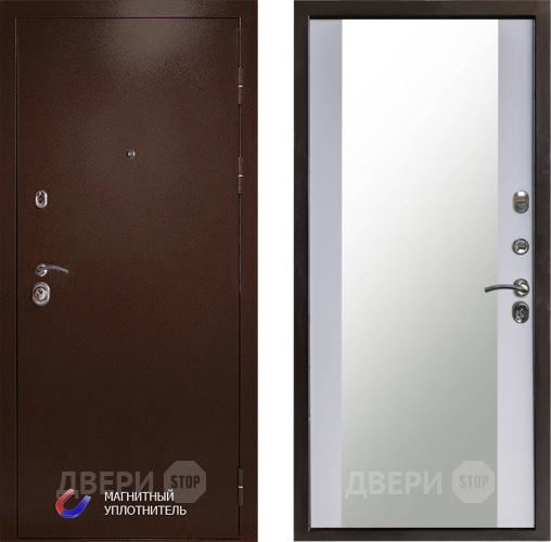 Дверь Престиж Медь Зеркало Белый софт в Чехове