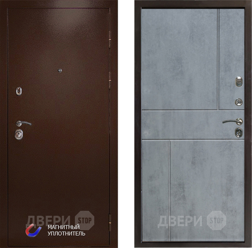 Входная металлическая Дверь Престиж Медь Горизонт Бетон темный в Чехове