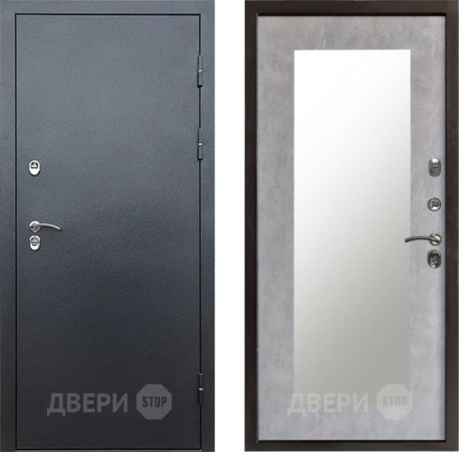 Входная металлическая Дверь Престиж TERMO с терморазрывом Снегирь Серебро Зеркало пастораль Бетон светлый в Чехове