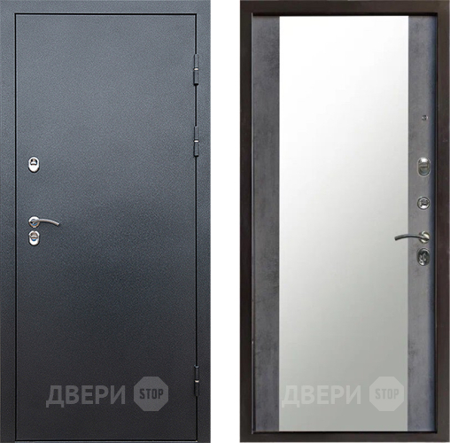 Входная металлическая Дверь Престиж TERMO с терморазрывом Снегирь Серебро Зеркало Бетон темный в Чехове