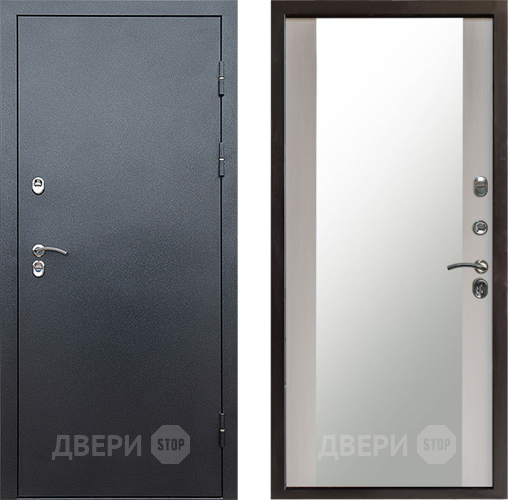 Входная металлическая Дверь Престиж TERMO с терморазрывом Снегирь Серебро Зеркало Лиственница белая в Чехове