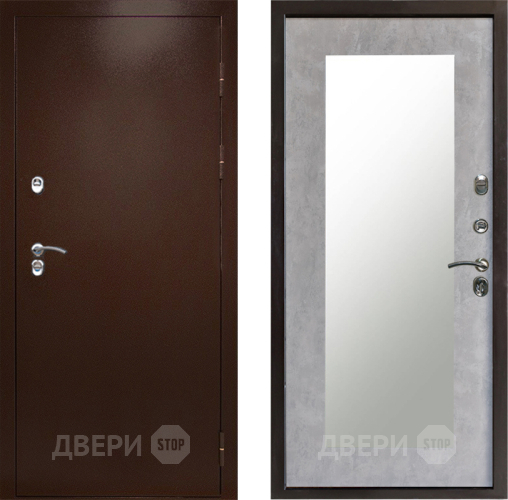 Входная металлическая Дверь Престиж TERMO с терморазрывом Снегирь Медь Зеркало пастораль Бетон светлый в Чехове