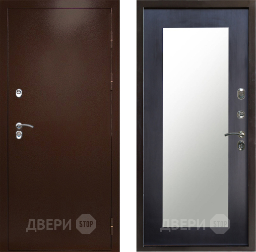 Входная металлическая Дверь Престиж TERMO с терморазрывом Снегирь Медь Зеркало пастораль Венге в Чехове