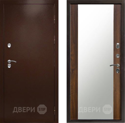 Входная металлическая Дверь Престиж TERMO с терморазрывом Снегирь Медь Зеркало Дуб в Чехове