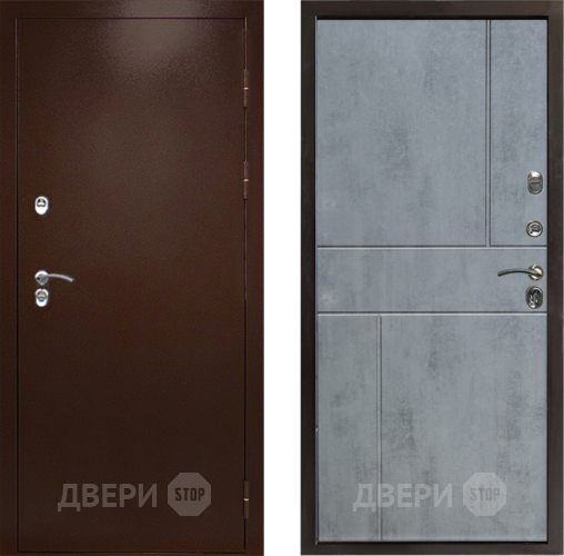 Входная металлическая Дверь Престиж TERMO с терморазрывом Снегирь Медь Горизонт Бетон темный в Чехове