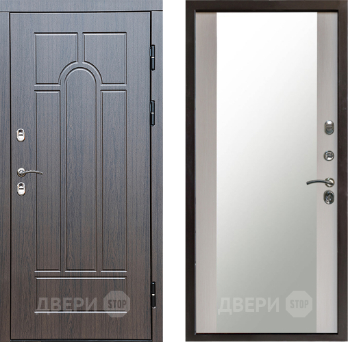 Входная металлическая Дверь Престиж TERMO с терморазрывом Арка Зеркало Лиственница белая в Чехове