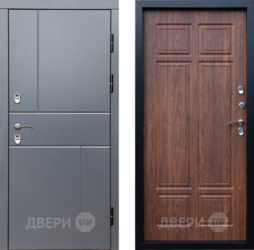 Входная металлическая Дверь Престиж TERMO с терморазрывом Горизонт Грэй Премиум Орех темный в Чехове