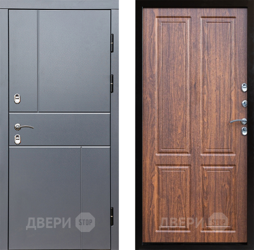Входная металлическая Дверь Престиж TERMO с терморазрывом Горизонт Грэй Премиум Орех светлый в Чехове