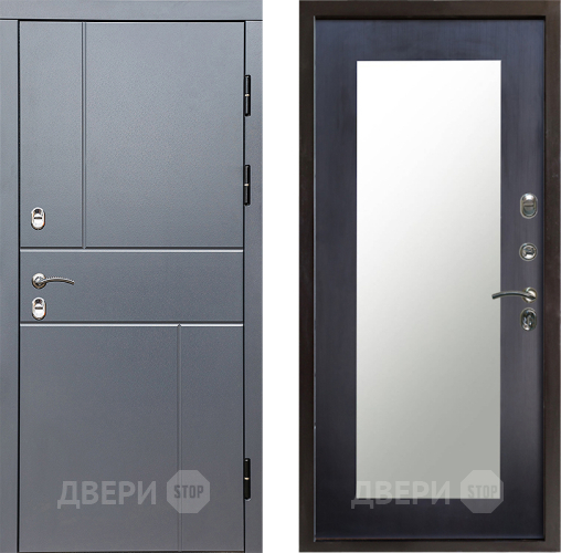Входная металлическая Дверь Престиж TERMO с терморазрывом Горизонт Грэй Зеркало пастораль Венге в Чехове