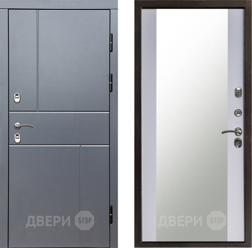 Дверь Престиж TERMO с терморазрывом Горизонт Грэй Зеркало Белый софт в Чехове