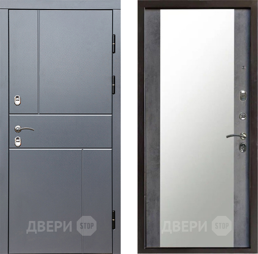 Дверь Престиж TERMO с терморазрывом Горизонт Грэй Зеркало Бетон темный в Чехове