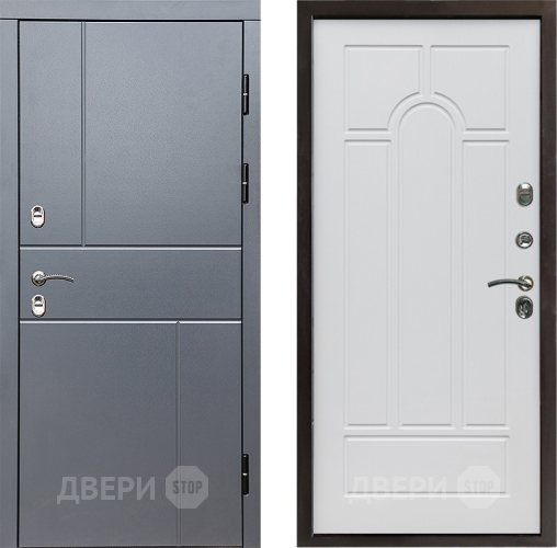 Входная металлическая Дверь Престиж TERMO с терморазрывом Горизонт Грэй Арка Белое дерево в Чехове