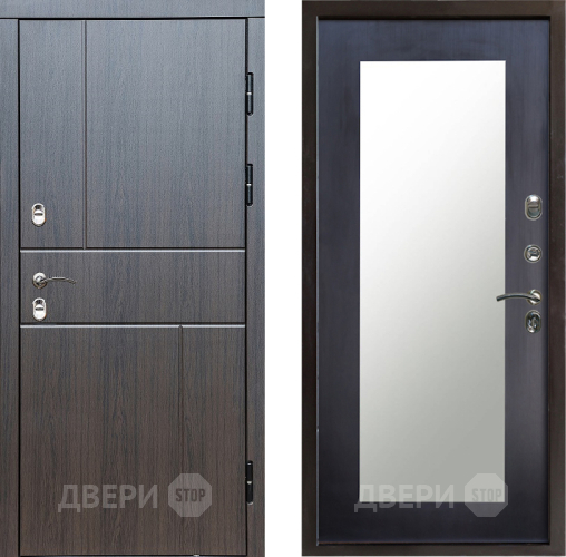 Входная металлическая Дверь Престиж TERMO с терморазрывом Горизонт Венге Зеркало пастораль Венге в Чехове