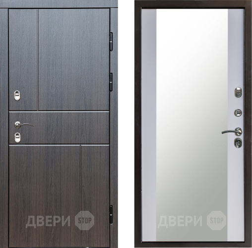 Входная металлическая Дверь Престиж TERMO с терморазрывом Горизонт Венге Зеркало Белый софт в Чехове