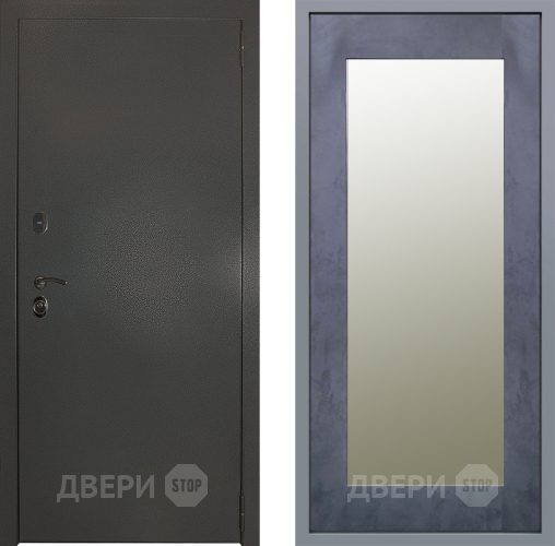 Дверь Заводские двери Эталон 3к антик серебро Зеркало Модерн Бетон темный в Чехове