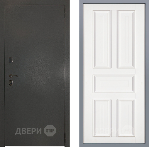 Дверь Заводские двери Эталон 3к антик серебро Уругвай Белый софт в Чехове