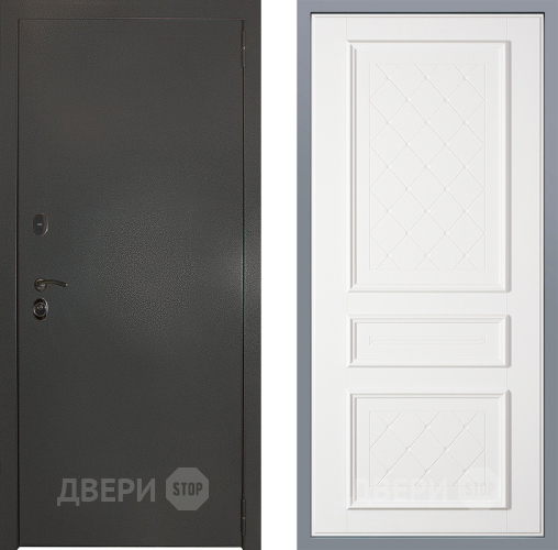 Дверь Заводские двери Эталон 3к антик серебро Урбино Белый софт в Чехове