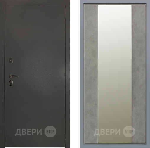 Дверь Заводские двери Эталон 3к антик серебро Зеркало Макси Бетон темный в Чехове