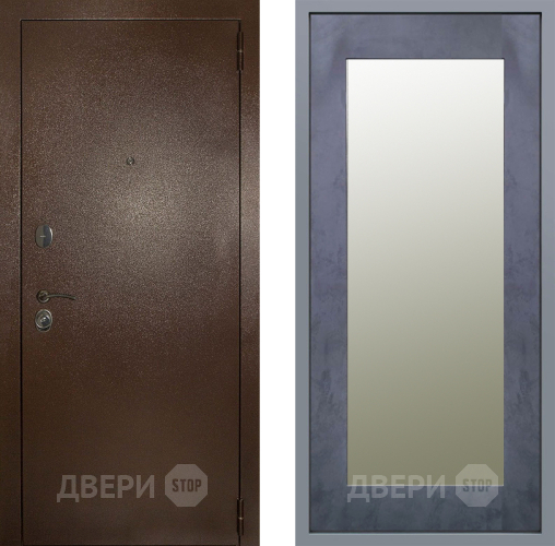 Дверь Заводские двери Эталон 3к антик медь Зеркало Модерн Бетон темный в Чехове