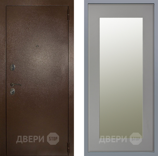 Дверь Заводские двери Эталон 3к антик медь Зеркало Модерн Грей софт в Чехове
