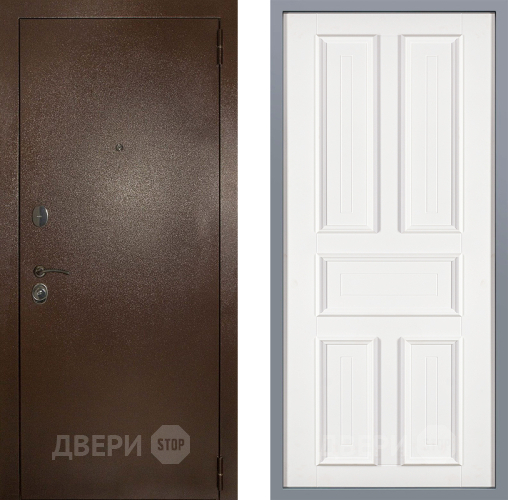 Дверь Заводские двери Эталон 3к антик медь Уругвай Белый софт в Чехове