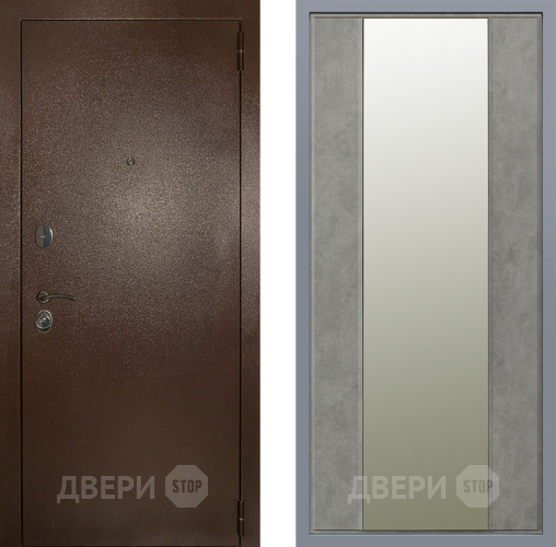 Дверь Заводские двери Эталон 3к антик медь Зеркало Макси Бетон темный в Чехове