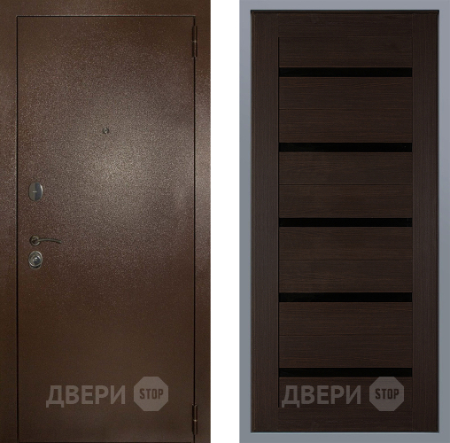 Дверь Заводские двери Эталон 3к антик медь СБ-1 орех тисненый в Чехове