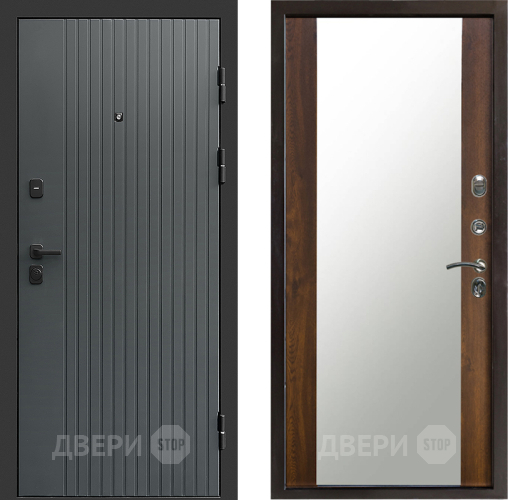 Входная металлическая Дверь Престиж Tvist Grey Зеркало Дуб в Чехове