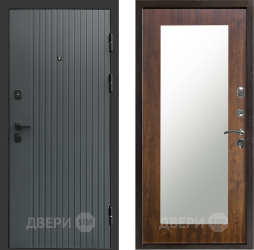 Входная металлическая Дверь Престиж Tvist Grey Зеркло Пастораль Дуб в Чехове