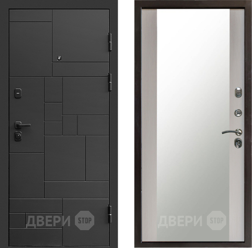 Входная металлическая Дверь Престиж Kvadro Зеркало Лиственница белая в Чехове