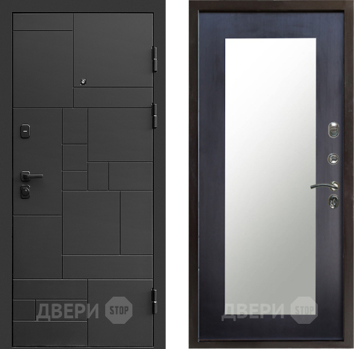 Входная металлическая Дверь Престиж Kvadro Зеркло Пастораль Венге в Чехове