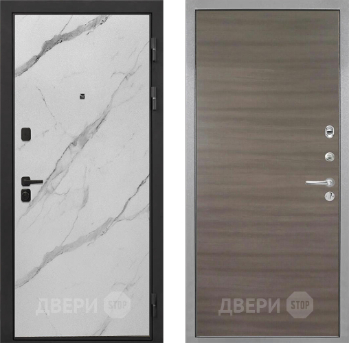 Входная металлическая Дверь Интекрон (INTECRON) Профит Black Мрамор Арктик Гладкая Дуб тоскано поперечный в Чехове