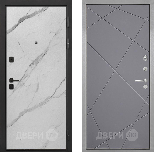 Входная металлическая Дверь Интекрон (INTECRON) Профит Black Мрамор Арктик Лучи-М Графит софт в Чехове